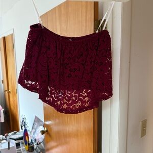 Burgundy Lace Crop Top